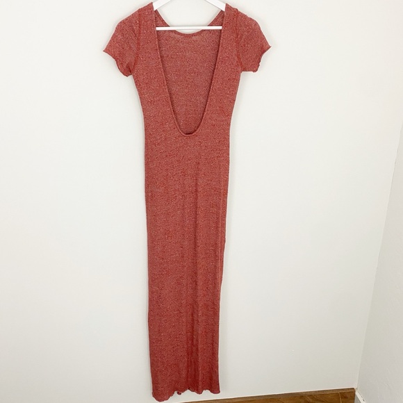 Free People Full Moon Maxi XS Low Back Cotton Red/ Orange Maxi Dress - Picture 5 of 7